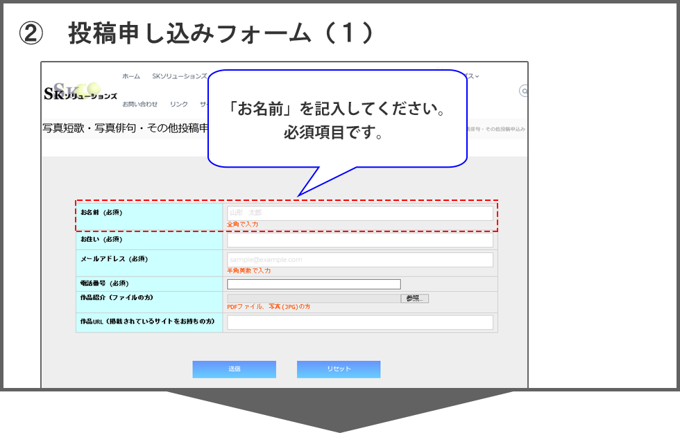 写真短歌・写真俳句投稿申込みの手順 2